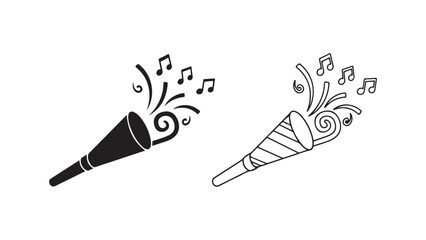 Party horn with musical notes