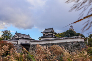 Fototapeta premium Traditional Japanese Castle with Autumn Scenery and Moat Reflection
