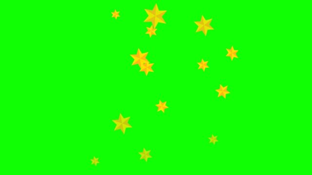 Twinkling star motion graphics with green screen background,Twinkling stars animation, white cartoon, flat, vector, doodles style stars blinking effects. 4k 
