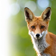 Fototapeta premium Red fox portrait in natural green bokeh background