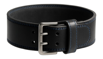 Leather lifting belt with double prong buckle for heavy squats