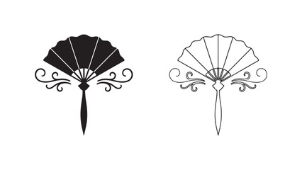 Traditional folding fan with transparent background