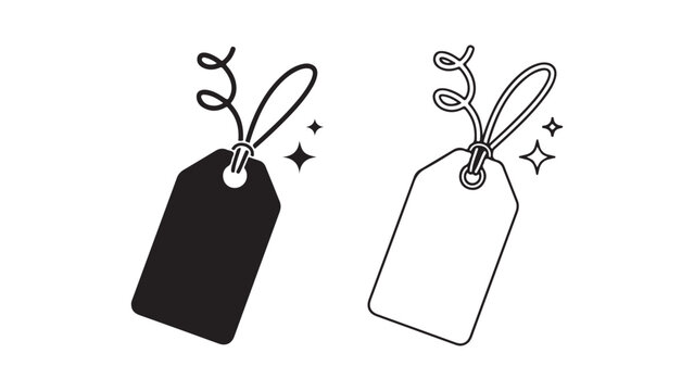 Price tag with string and sparkles with transparent background
