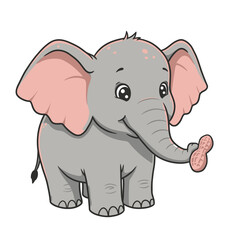 Fototapeta premium A charming cartoon elephant holding a peanut, smiling with a friendly expression.