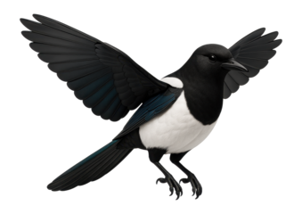Full-body magpie decoy with adjustable wings for open field displays