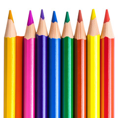 Vibrant Color Pencils on White Background for Creative Projects