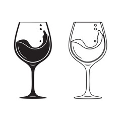 Wine glasses with liquid and bubbles