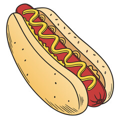 Delicious hotdog with mustard