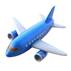 Naklejka premium 3d blue passenger jet airplane isolated on transparent background