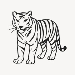 Obraz premium Black and white tiger illustration.
