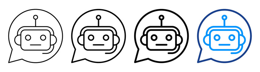 Chatbot Support Icon Different Style Outline Collection Set