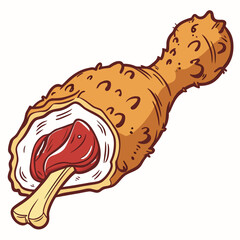 Cartoon illustration of a fried chicken leg