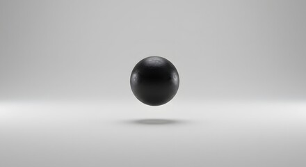A cannonball floats in a white room, a minimalist metaphor for immense potential energy, imminent action, and the calm before the storm