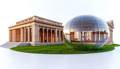 Fototapeta premium Classical building and glass sphere
