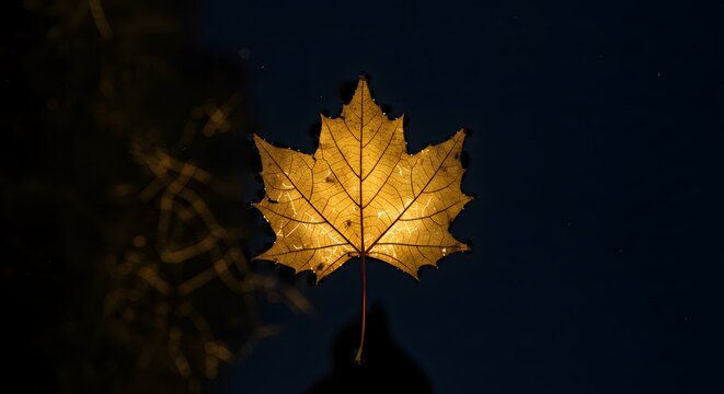 A golden autumn leaf with a glowing city grid for veins, a powerful metaphor for an organic network, natural infrastructure, and the synergy of nature and technology.