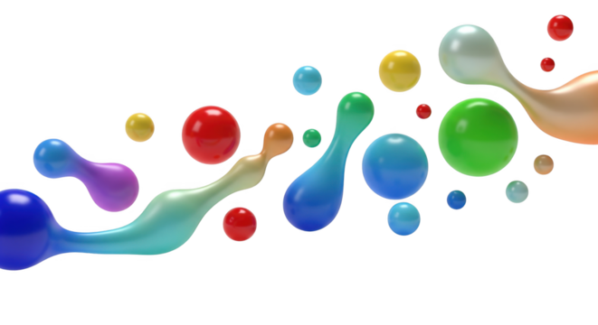 Abstract colorful shapes on black background, modern digital art rendering