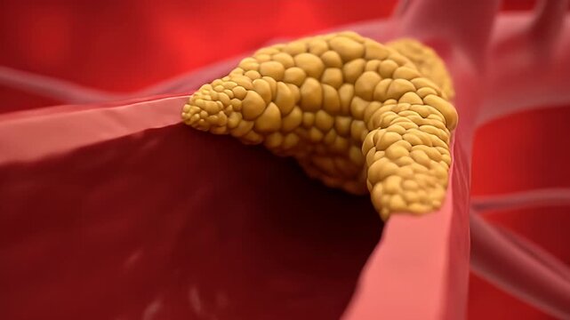 Fatty Deposits Narrowing Blood Vessel in Medical Visualization