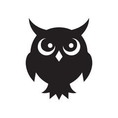 Minimalist black owl logo design for smart corporate identity branding