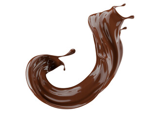 chocolate splash isolated on white background. 3d render