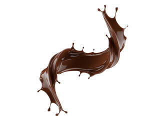chocolate splash isolated on white background. 3d render
