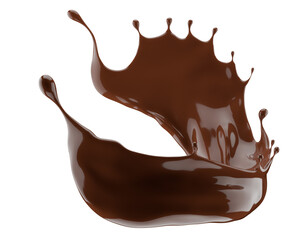 chocolate splash isolated on white background. 3d render