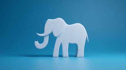 Obraz premium A simplistic white elephant sculpture against a blue background.