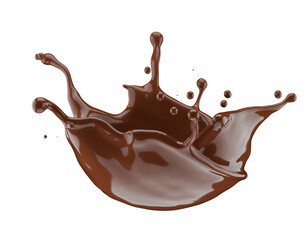 chocolate splash isolated on white background. 3d render