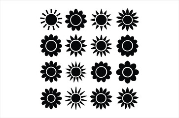 Black silhouette floral icons, Collection of flower vector illastretion, rose, lily, tulip, daisy, bell, dandelion, chrysanthemum, iris, wildflower, Flowers and plants set silhouette on a white backgr