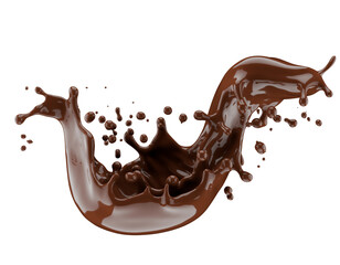 chocolate splash isolated on white background. 3d render
