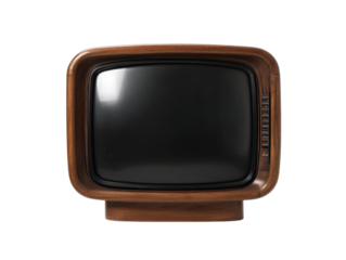 Vintage wooden television with knobs and curved screen design