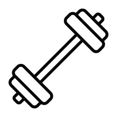Black line dumbbell illustration in minimal style, perfect for gym, workout, fitness training, health, and exercise-related designs on clean background.