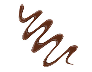 Chocolate sauce. Hot sweet liquid. Wave isolated on white background