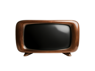 Vintage wooden tv set with retro design and curved screen