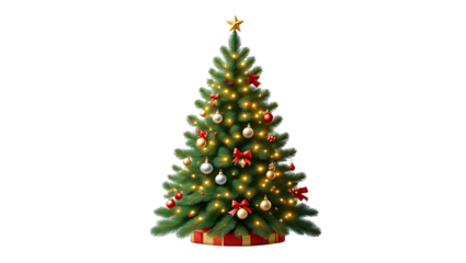 Festive Decorated Christmas Tree Presents Black Background