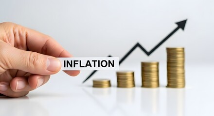 Rising Inflation Concept with Stacked Coins and Economic Growth Chart
