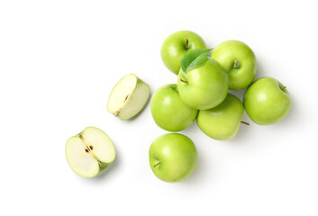 Fresh green apples isoolated on white background.