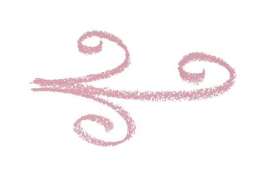 Pink decorative brush stroke swirl isolated on black background, abstract artistic ornament for creative design and decoration."