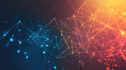 Abstract network background with glowing dots and lines connecting in a complex structure design
