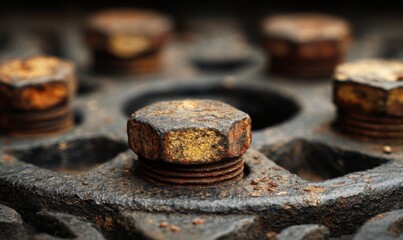 Close-up of rusty bolts