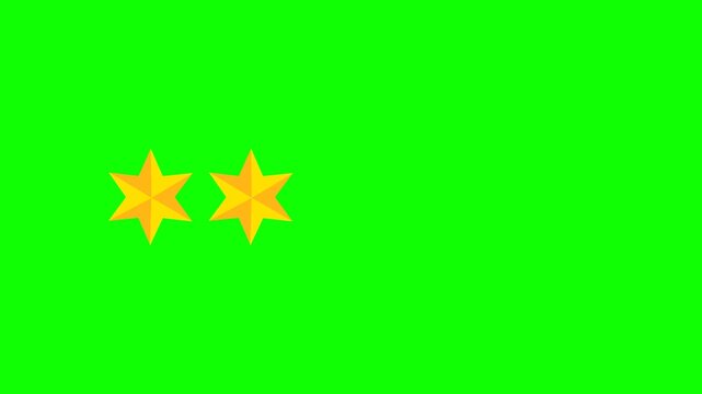 Green screen Two star rating and feedback animation, 4k customer reviews video and Golden star icon.