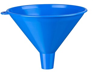 Blue plastic funnel with isolated.