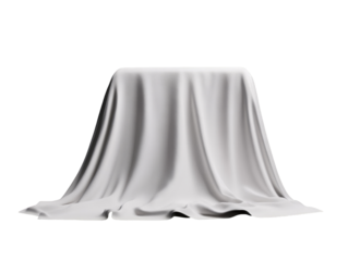 White fabric draped over hidden object on black background