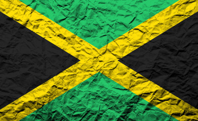 Beautiful crumpled texture of the vibrant Jamaican flag