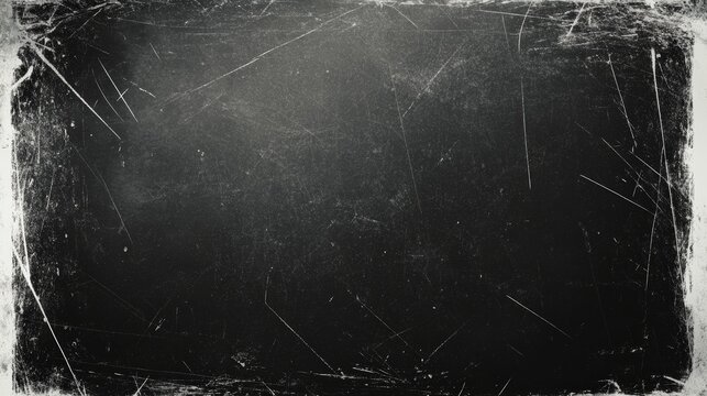 A scratched, worn black surface with a distressed texture and white marks along the edges, resembling an old photograph or chalkboard.