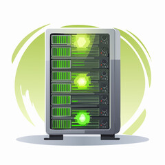 Vector illustration of a laptop computer with a blank green screen for technology and digital business concepts