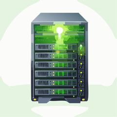 This technology illustrates the concept of cloud computing for data storage and network equipment in a modern web datacenter