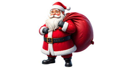 Jolly Santa Claus Carrying Big Red Present Sack