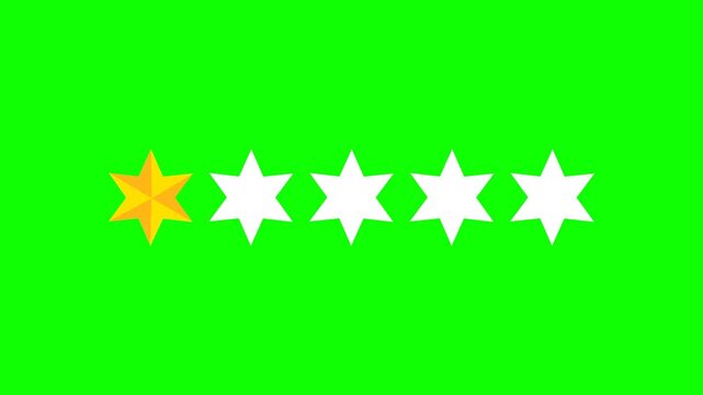  Green screen One star rating and feedback animation, 4k customer reviews video and Golden star icon.