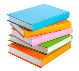 stack of colorful books isolated on white background