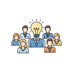 Creative Business Team with Lightbulb Idea, Teamwork and Innovation Concept